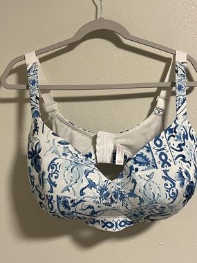 Cacique Lightly Lined Full Coverage Blue & White Floral Bra-38H